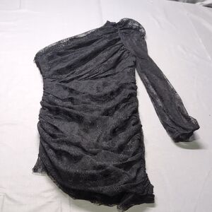 Showpo Black Ruched Asymmetrical Cocktail Dress‎